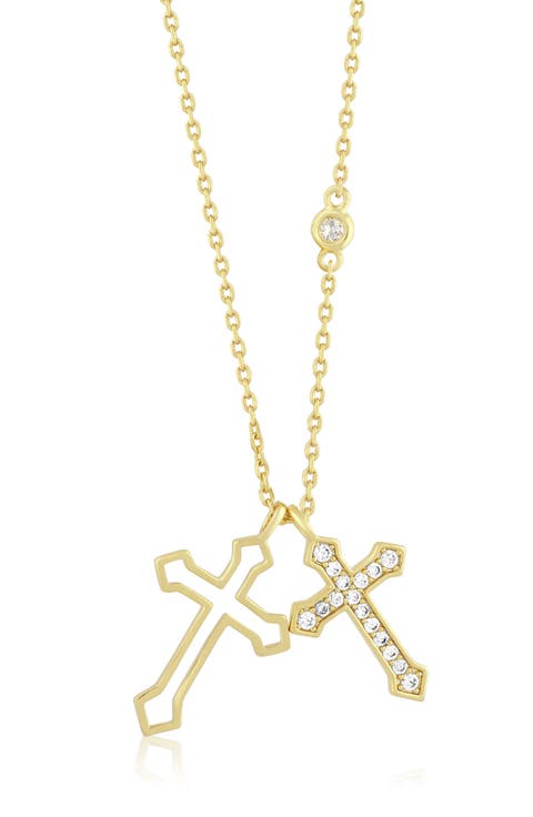 Cubic Zirconia Double Cross Pendant Necklace