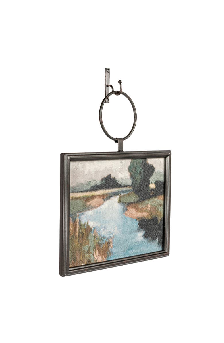 Storied Home Metal and Wood Framed Landscape Wall Art with Hanging Bracket, Multicolor, Main, color, Blue