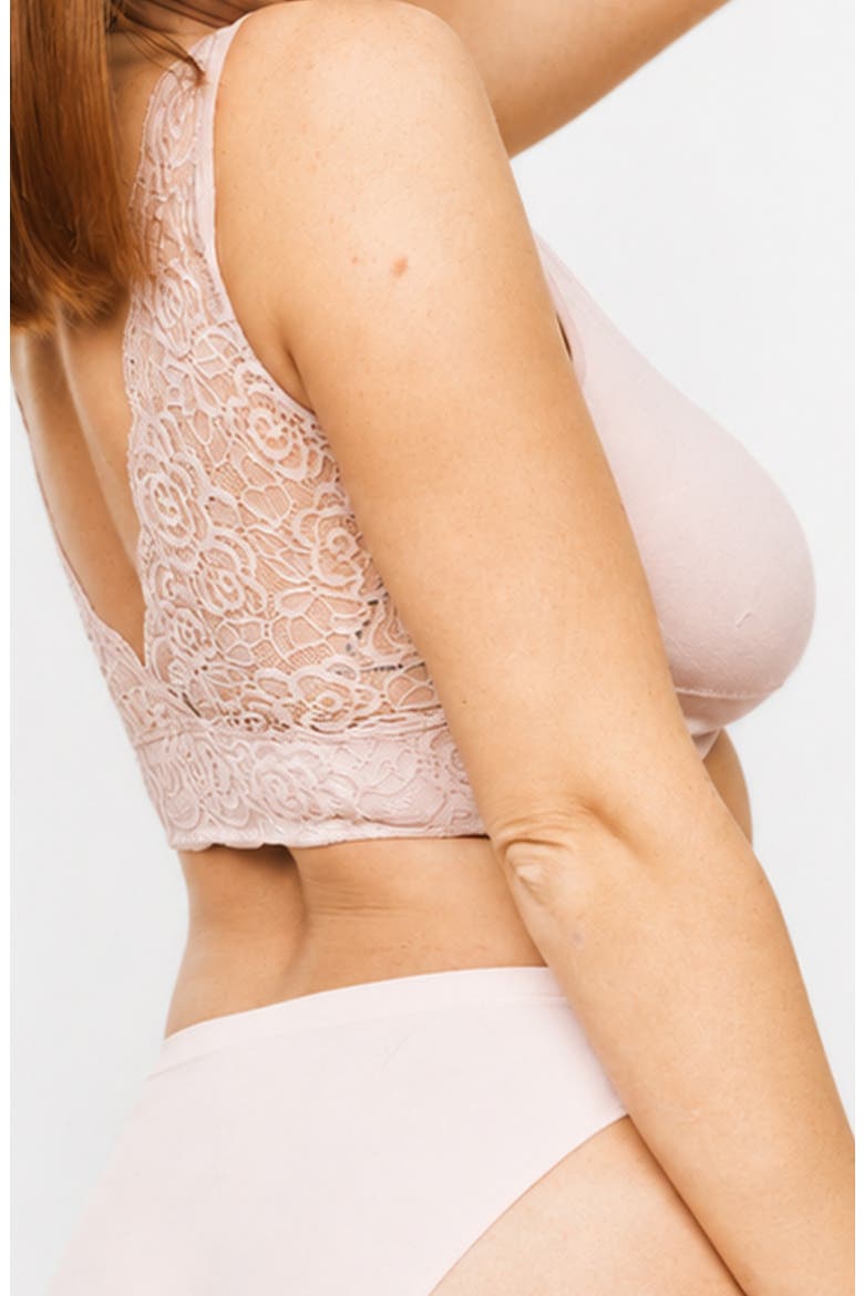 Soft Reversible V Lace Bralette, Alternate, color, Pale Mauve