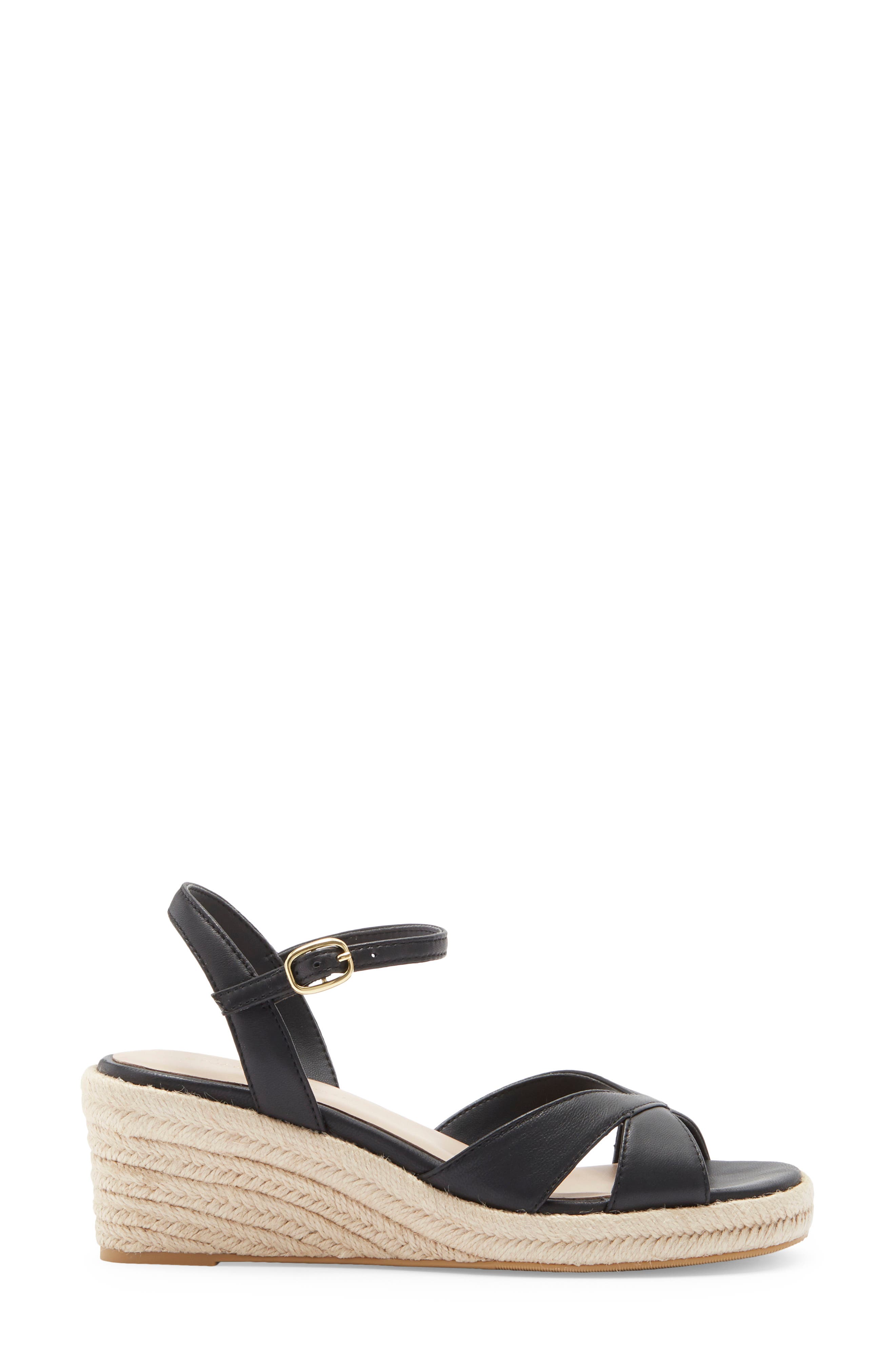 Stuart Weitzman Miami Espadrille Wedge Sandal, Alternate, color, Black