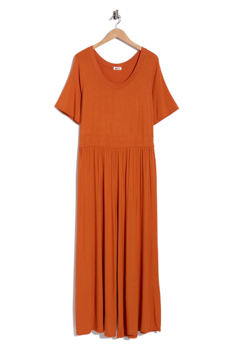 Knit Wide Leg Jumpsuit, Alternate, color, BURNT ORANGE