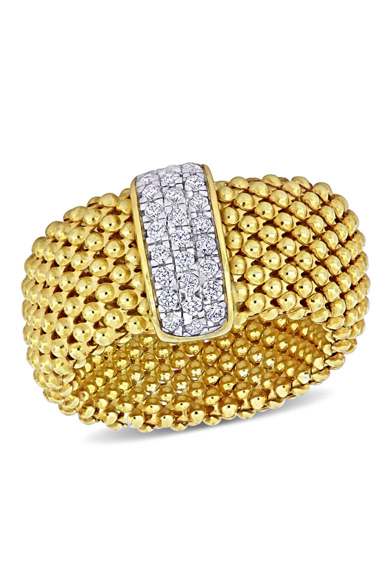 Cubic Zirconia Popcorn Design Flexible Ring, Main, color, Yellow-Plated