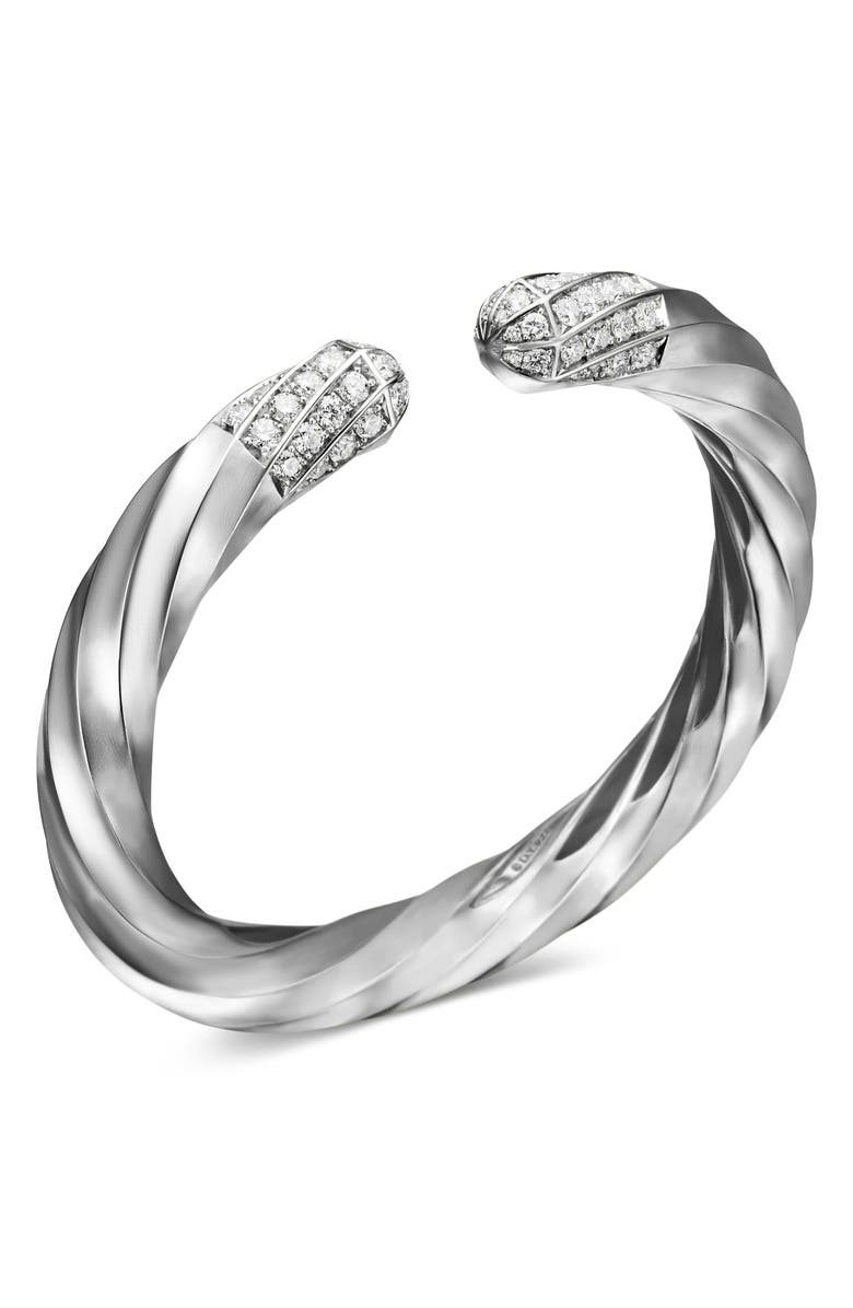 David Yurman Pavé Diamond Cable Edge<sup>™</sup> Bracelet, Alternate, color, Sterling Silver