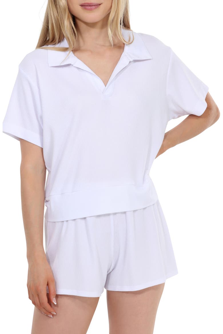 Coffee Club Waffle Knit Short Pajamas, Main, color, WHITE