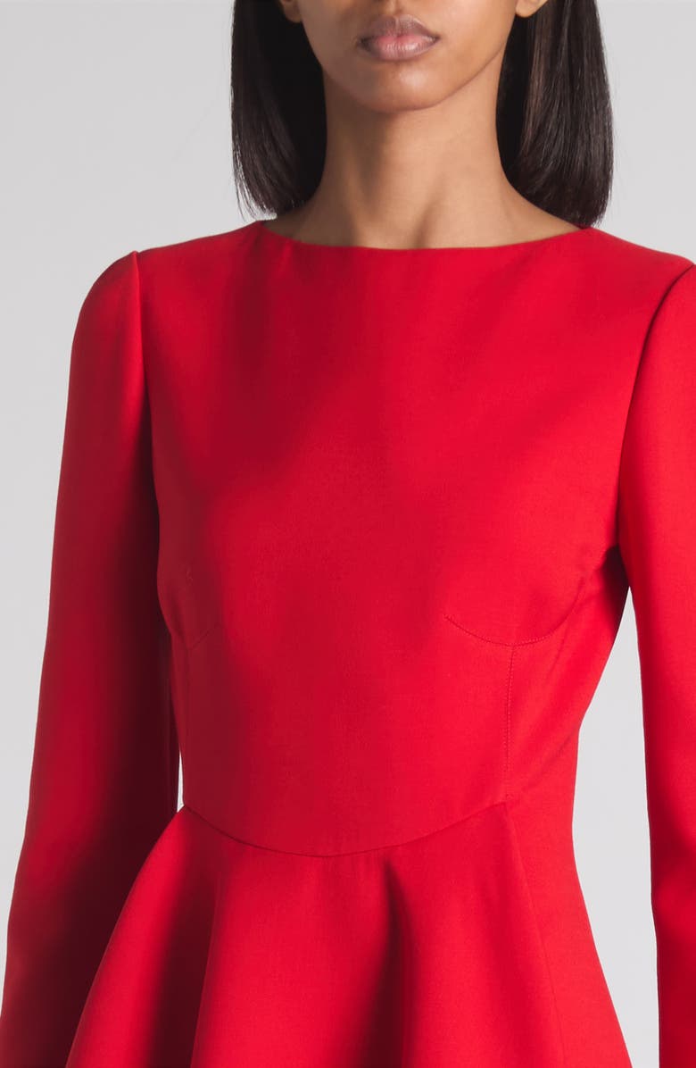 McQueen Long Sleeve Wool & Silk Blend Dress, Alternate, color, Lust Red