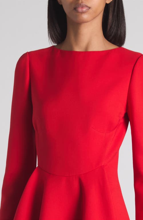 Alexander Mcqueen Mcqueen Long Sleeve Wool & Silk Blend Dress In Red