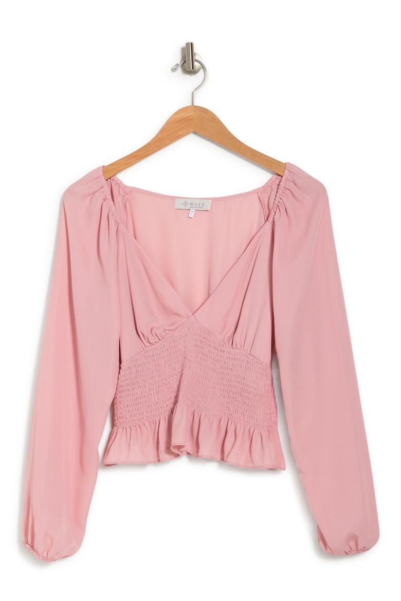 Smocked Waist Raglan Top, Alternate, color, BLUSH