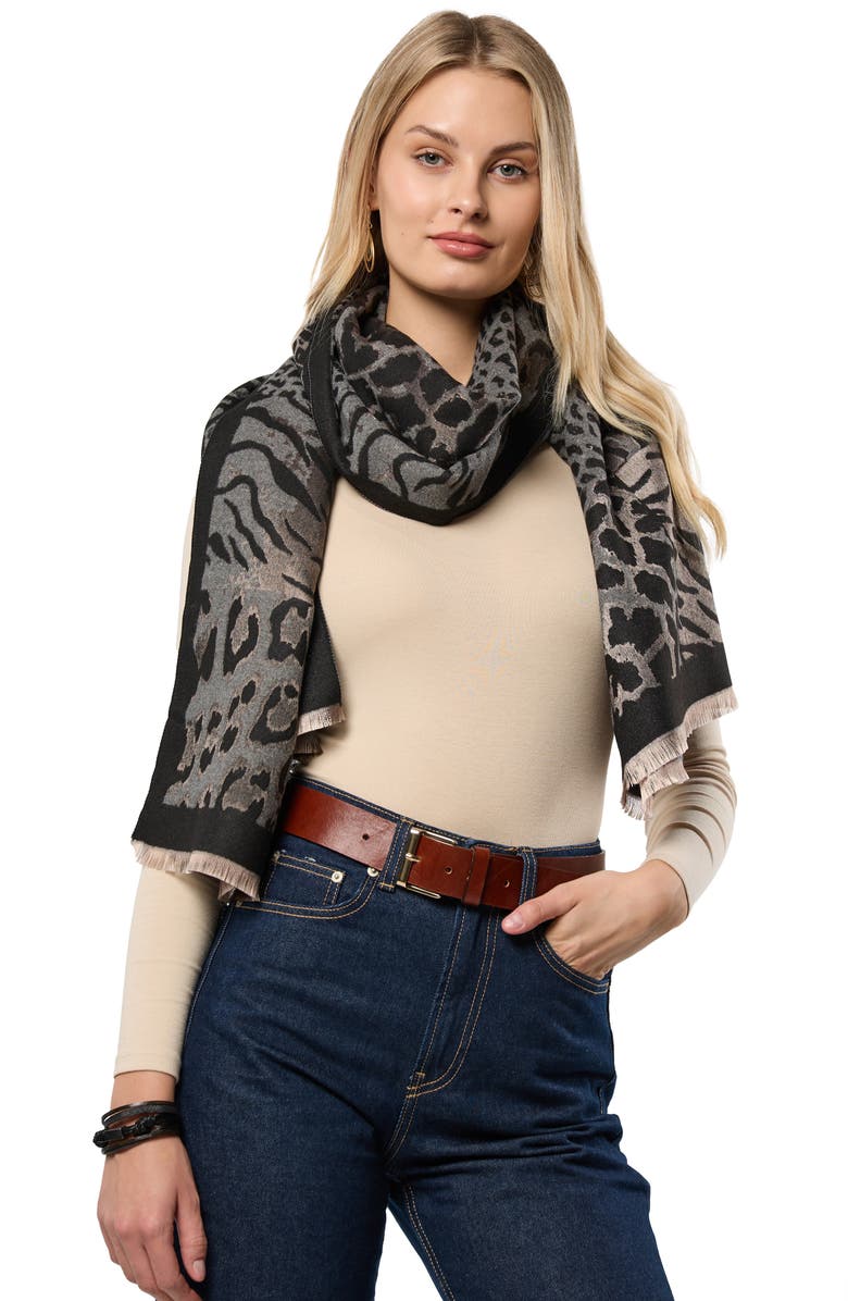 SAACHI Mixed Animal Print Scarf, Alternate, color, Black