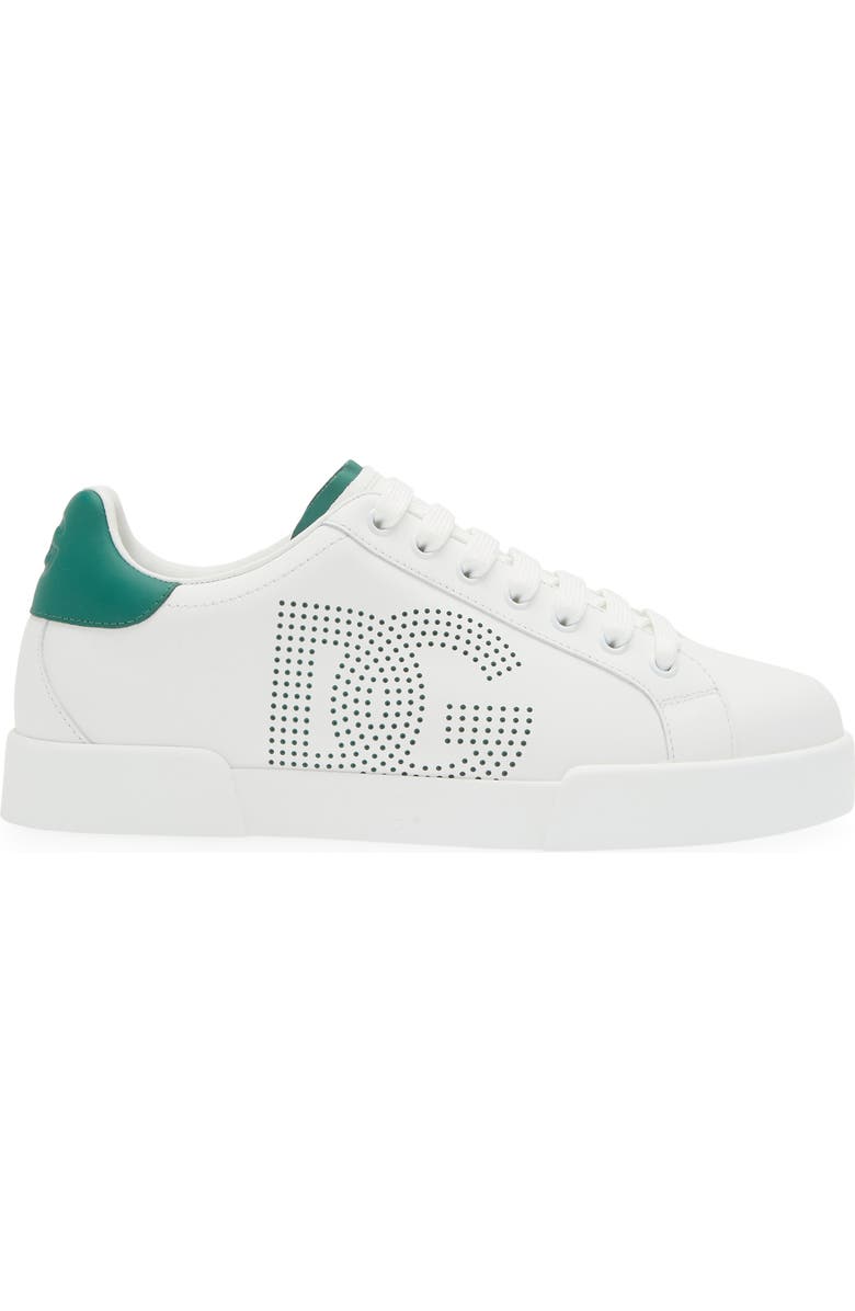 Dolce&Gabbana Portofino Leather Low Top Sneaker, Alternate, color, Bianco/ Smeraldo