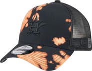 New Era Men's New Era  Black Houston Astros Bleached A-Frame 9FORTY Adjustable Hat