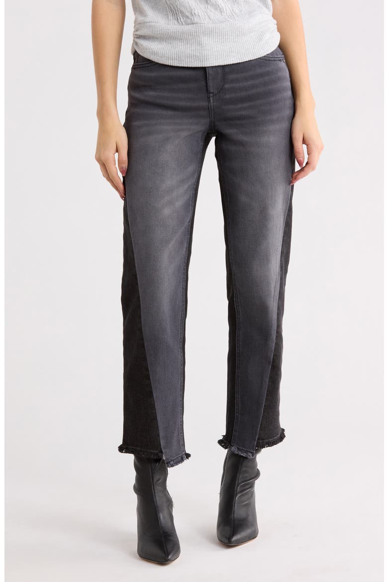'Ab'solution High Waist Step Hem Ankle Jeans, Main, color, GREY/ BLACK