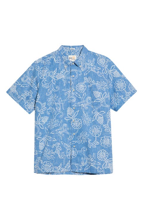Hawaiian Gardenias Floral Button Down Shirt
