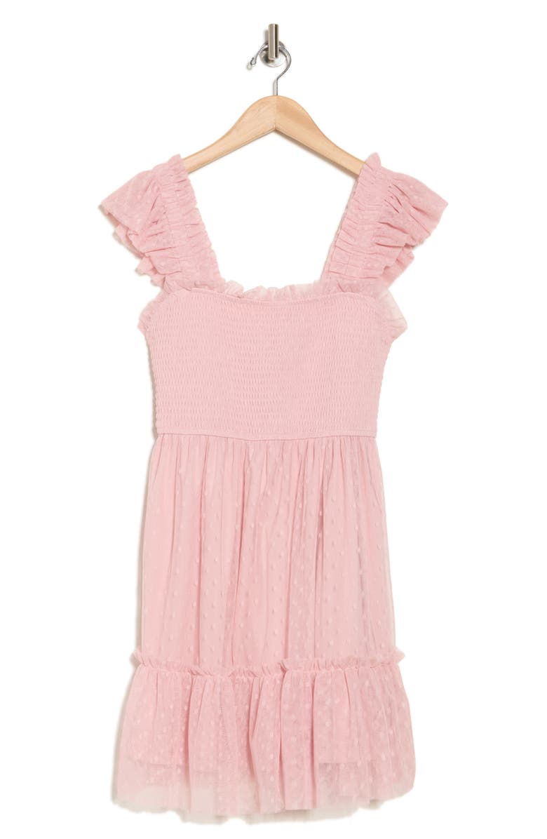 Blu Pepper Ruffle Dot Minidress, Alternate, color, Pink