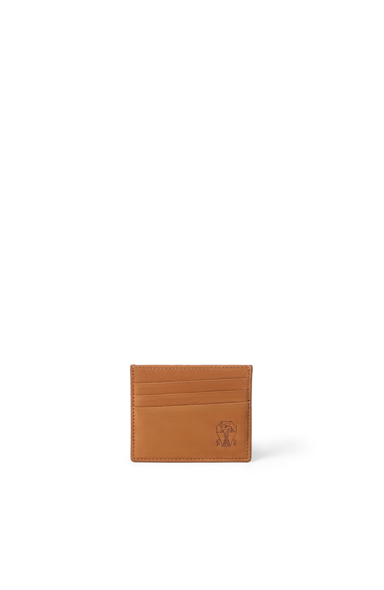 Brunello Cucinelli Nubuck card holder, Main, color, Cognac