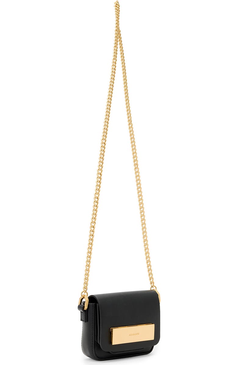 AllSaints Etta Leather Chain Crossbody Bag, Alternate, color, Black