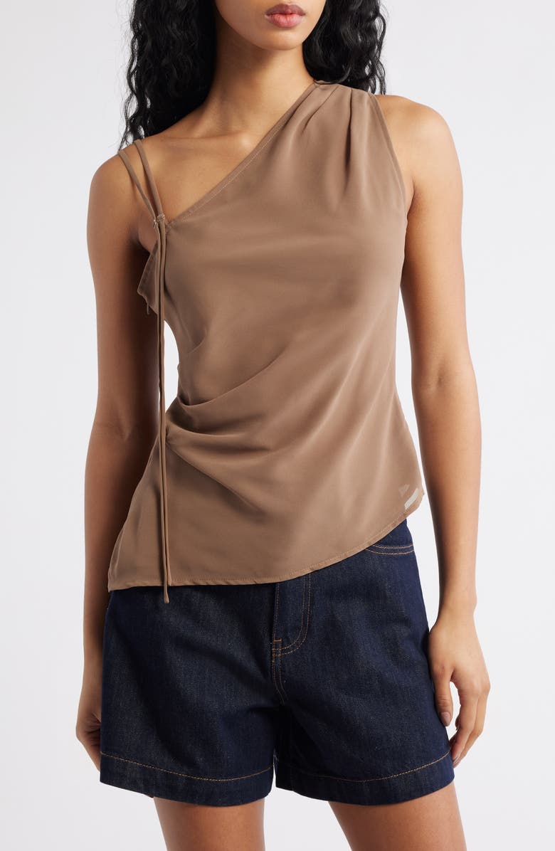 Princess Polly Smash Hit Asymmetric Tank, Main, color, Brown