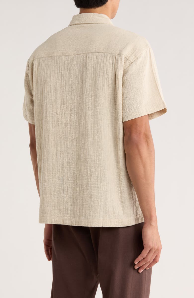 Obey Curtis Cotton Seersucker Camp Shirt, Alternate, color, Natural