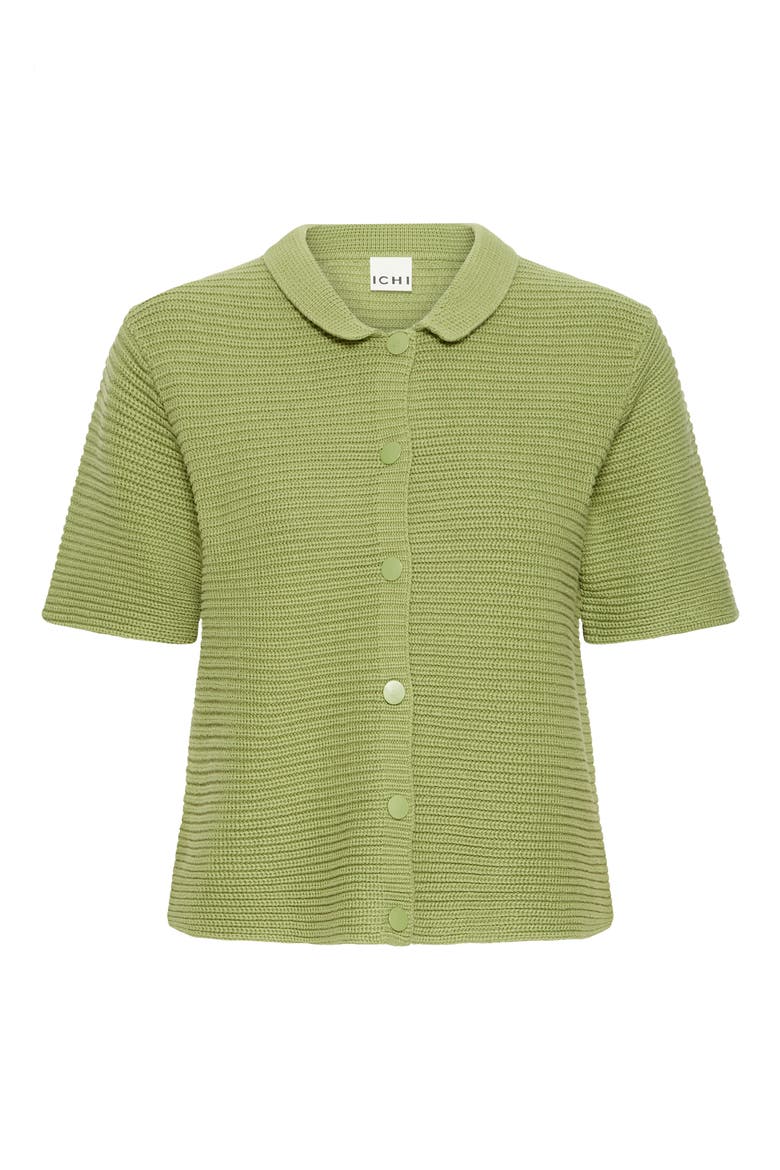 Ihdemue Textured Cotton Snap-Up Polo Sweater, Alternate, color, IGUANA