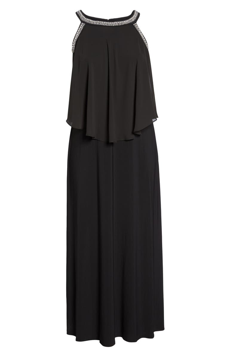 Alex Evenings Embellished Cold Shoulder Popover Gown, Alternate, color,
