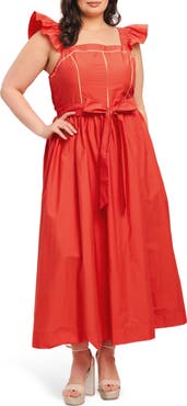 FLYING TOMATO Tie Waist Maxi Sundress