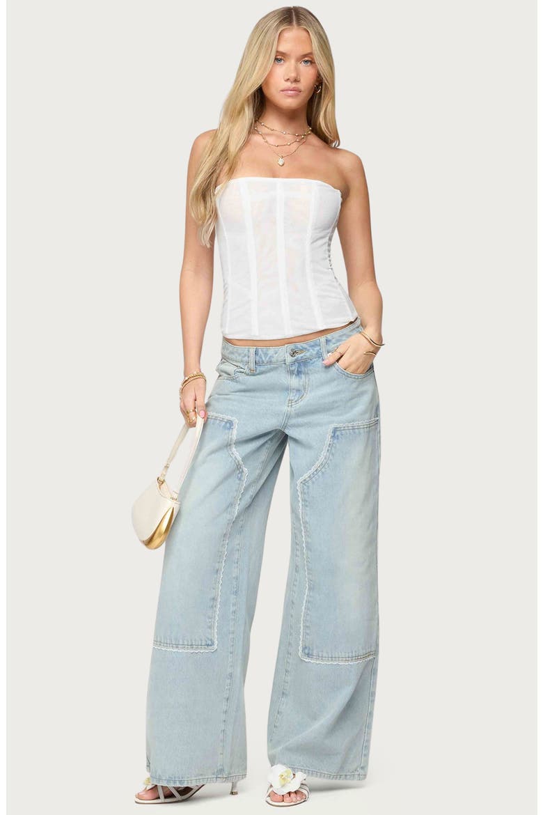 Reed Sheer Mesh Strapless Top, Alternate, color, WHITE