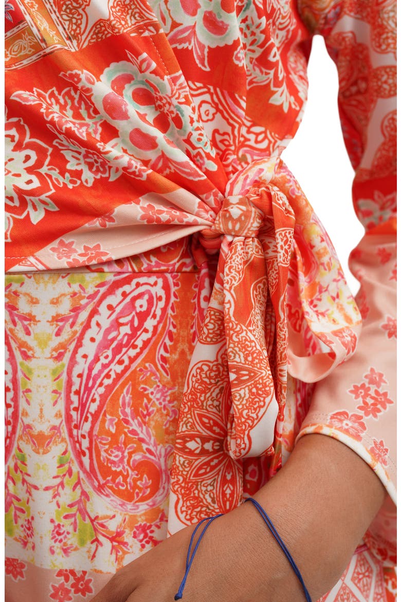 Print Wrap Dress, Alternate, color, MOLLY ORANGE