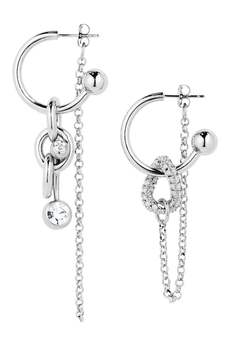 Abel Mismatched Hoop Earrings, Alternate, color, PALLADIUM