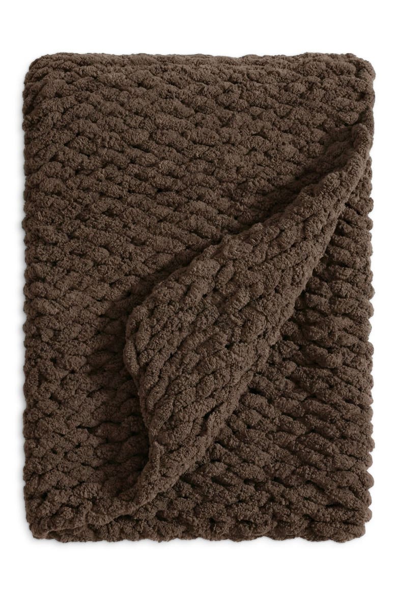 Snug Loose Knit Throw Blanket, Main, color, CHOCOLATE MARTINI