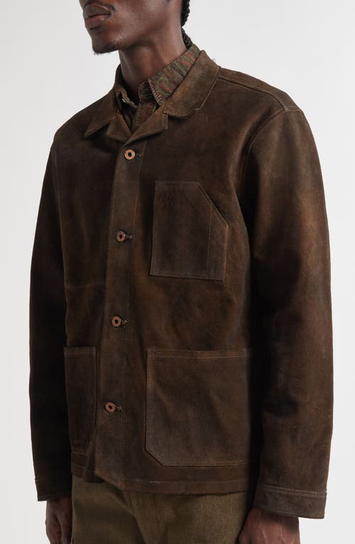 Double Rl Reverse Sateen Overshirt In Brown