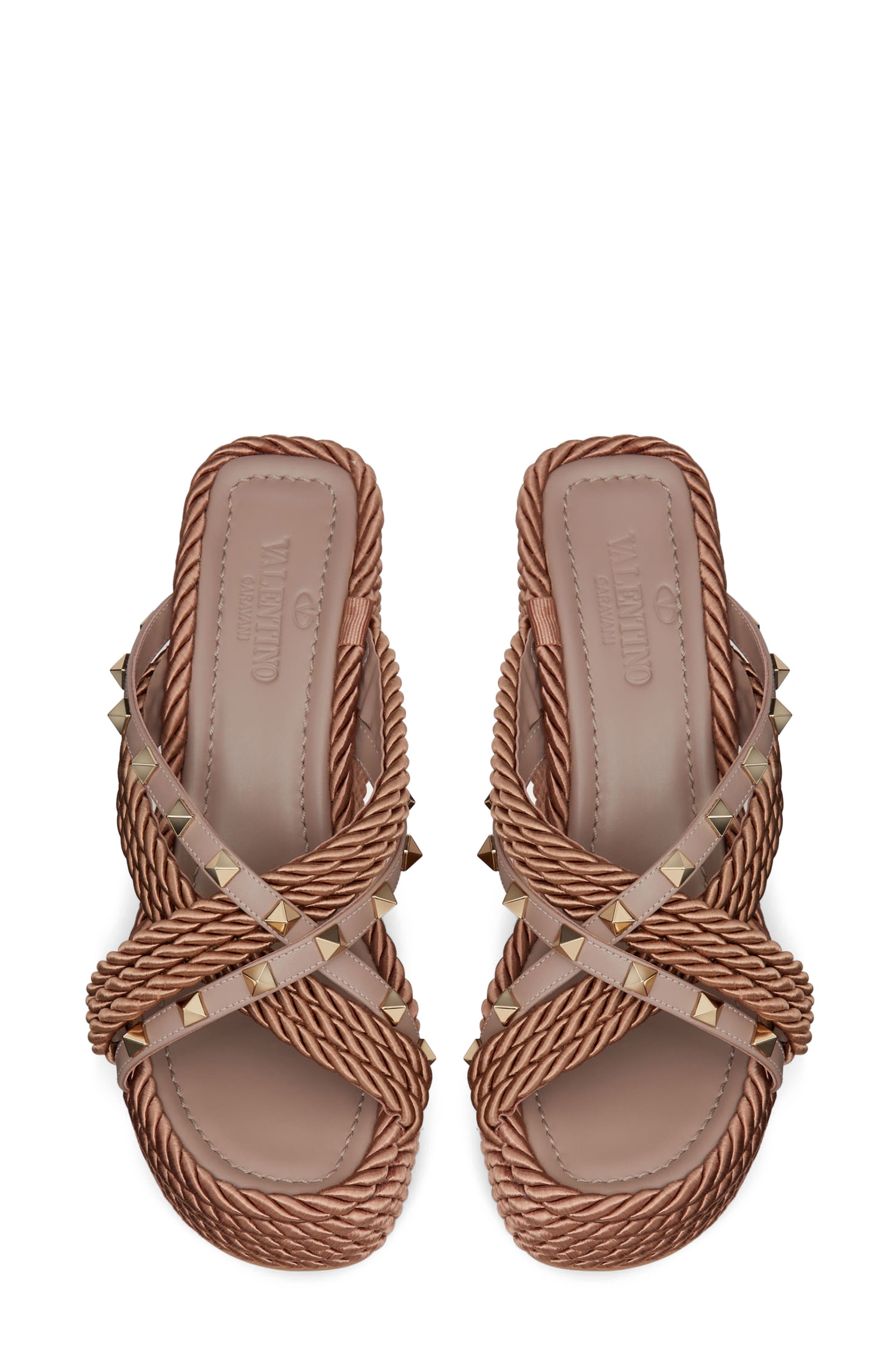 Valentino Garavani Rockstud Strappy Platform Wedge, Alternate, color, 