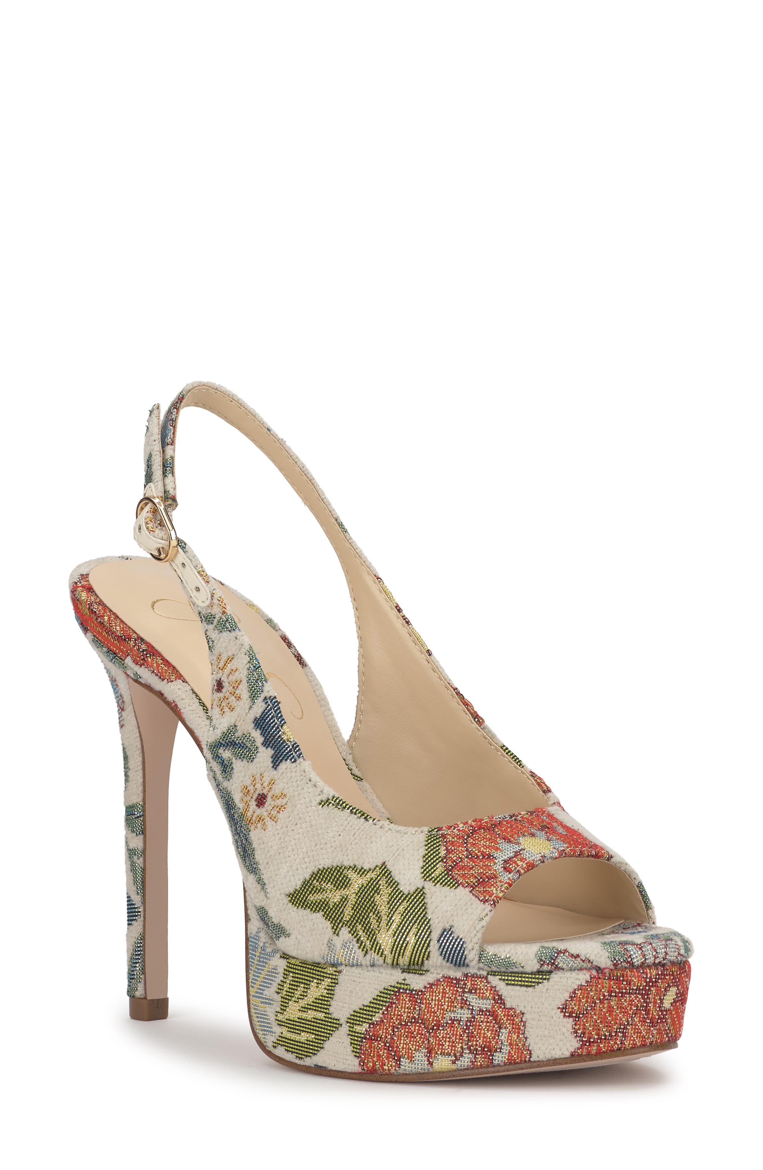 Jessica Simpson Sibilla Slingback Platform Sandal, Main, color, Cream Multi