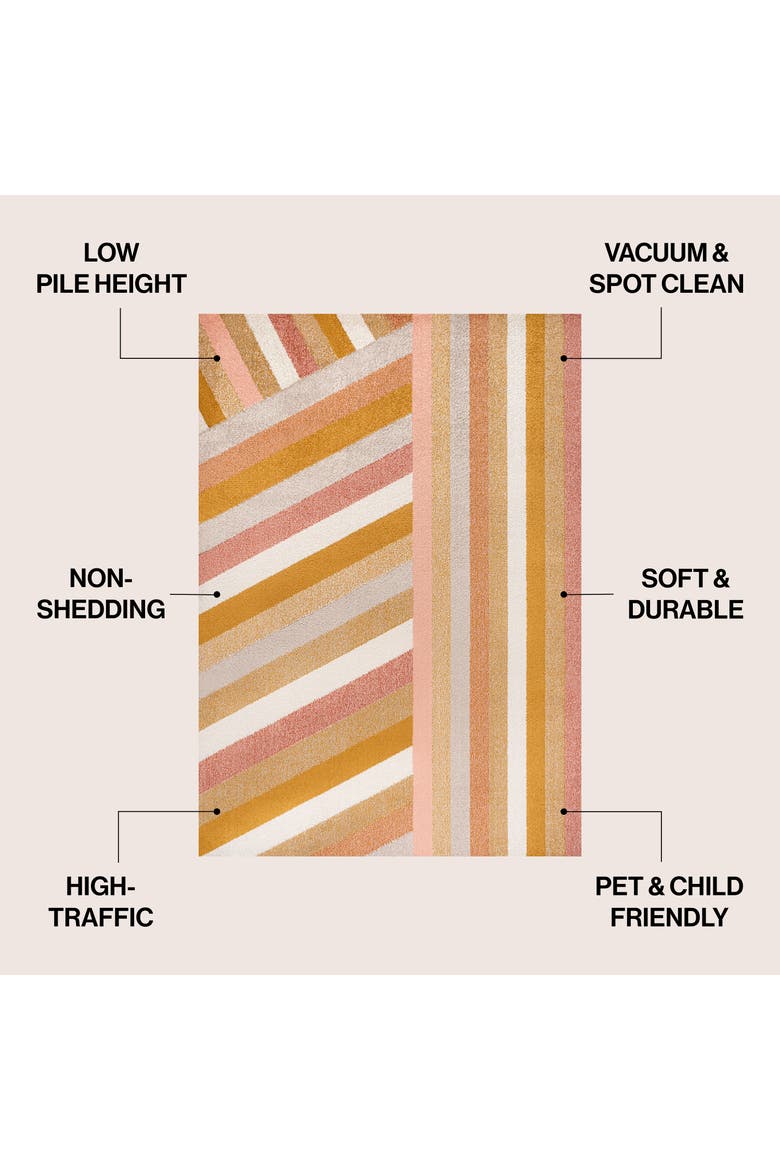 Retro Rainbow Contemporary Stripe Area Rug, Alternate, color, Red/Gold/Cream