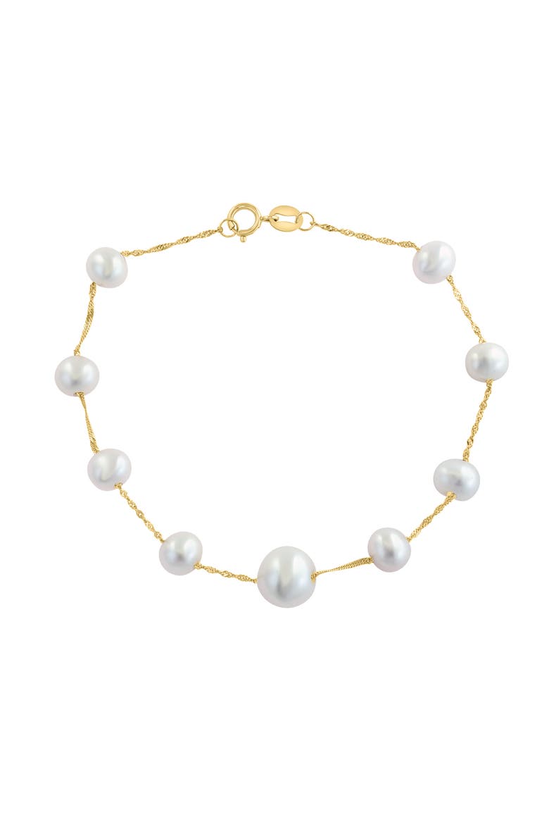 14K Yellow Gold Freshwater Pearl Station Bracelet, Main, color, 14K Gold