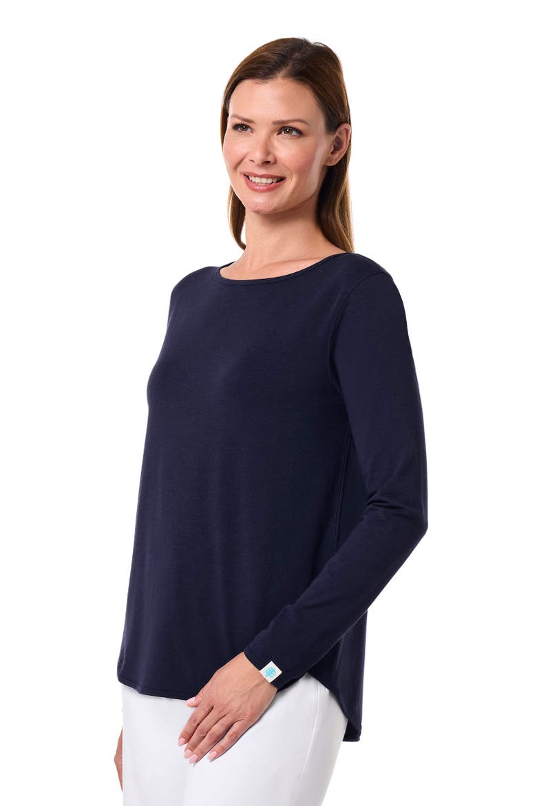 Women's Heyday Side Split Long Sleeve Shirt, UPF 50+ Sun Protection, Alternate, color, Navy