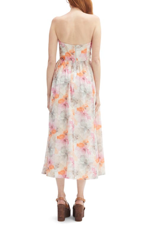 Bardot Lola Corset Midi Dress Apricot Floral In Multi