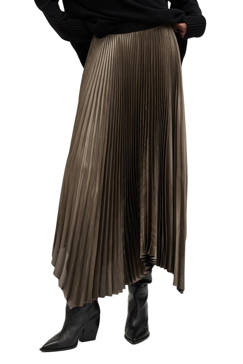 Phia Metallic Pleated Skirt, Main, color, METALLIC GOLD