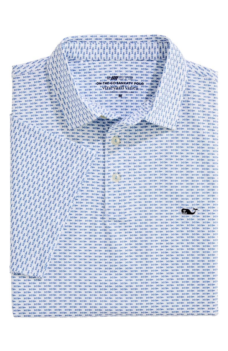vineyard vines Sankaty Performance Polo, Alternate, color, Micro Fish White/ Blue