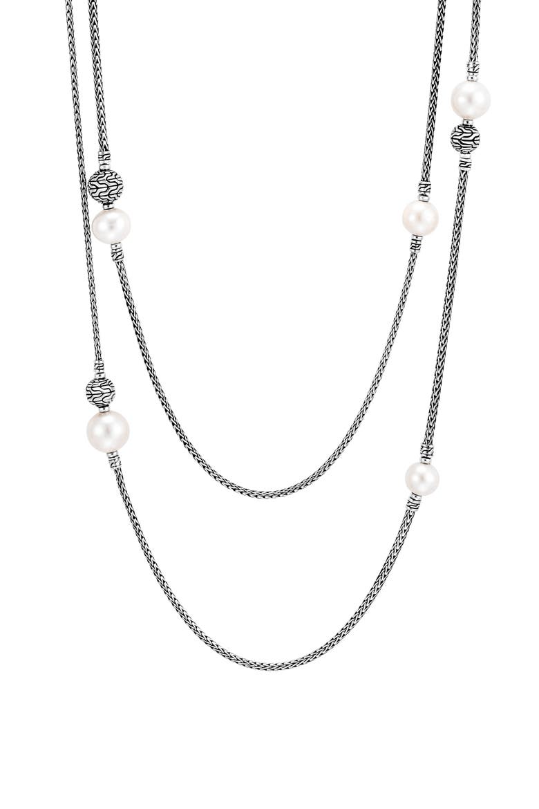 Classic Chain Long Sautoir Necklace, Alternate, color, PEARL/ SILVER