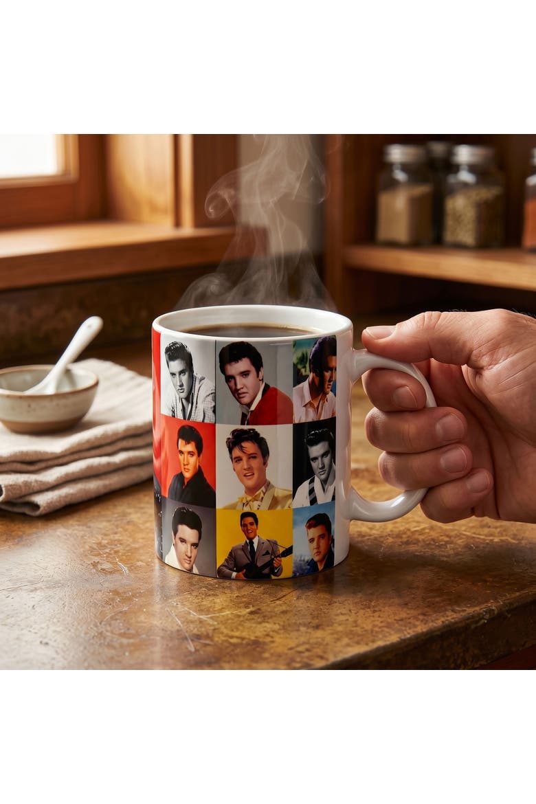 11 oz Elvis Presley Portrait Composite Ceramic Mug, Alternate, color, White