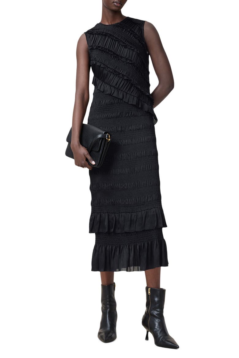 Nyla Sleeveless Ruffle Dress, Alternate, color, BLACK