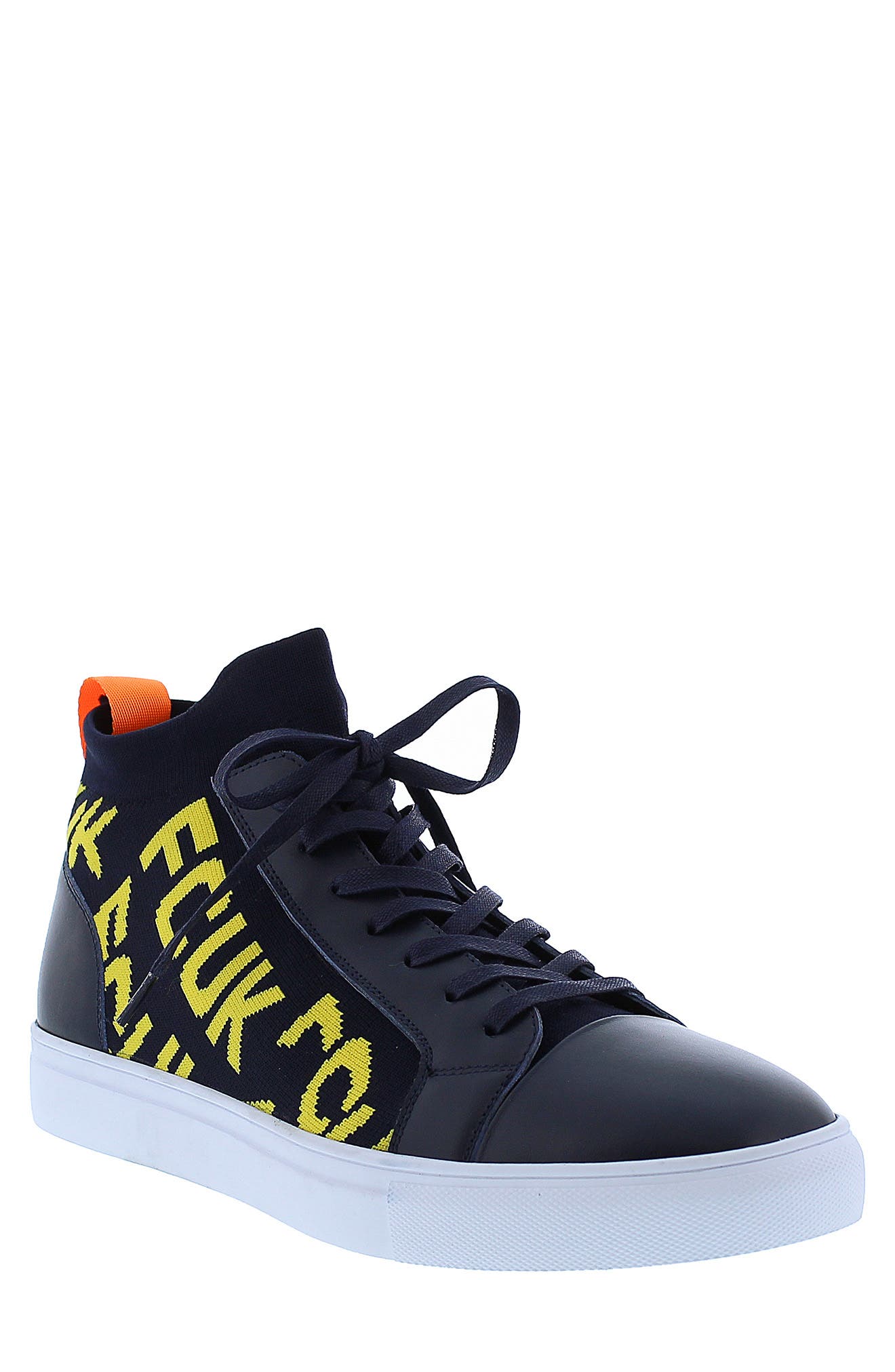 Kona Signature Leather Sock Sneaker, Main, color, NAVY