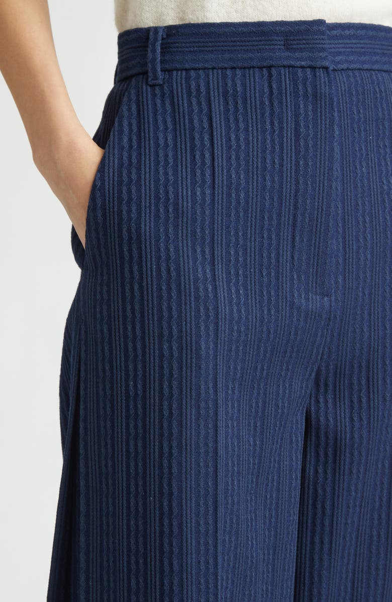 EENK Side Tuck Cotton Blend Jacquard Knit Wide Leg Pants, Alternate, color, Navy