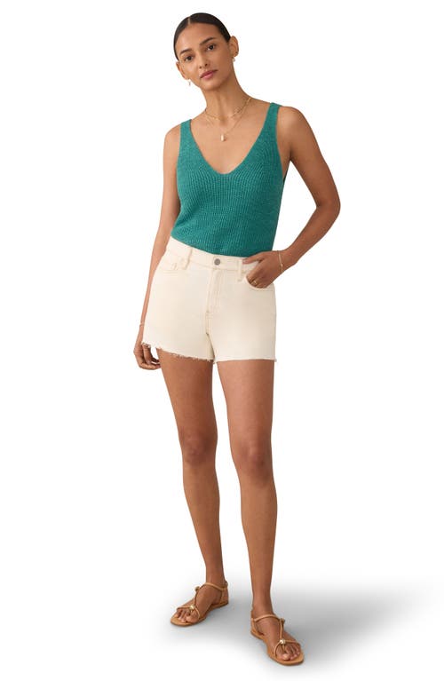 Faherty Miramar Linen & Organic Cotton V-neck Sweater Tank In Green
