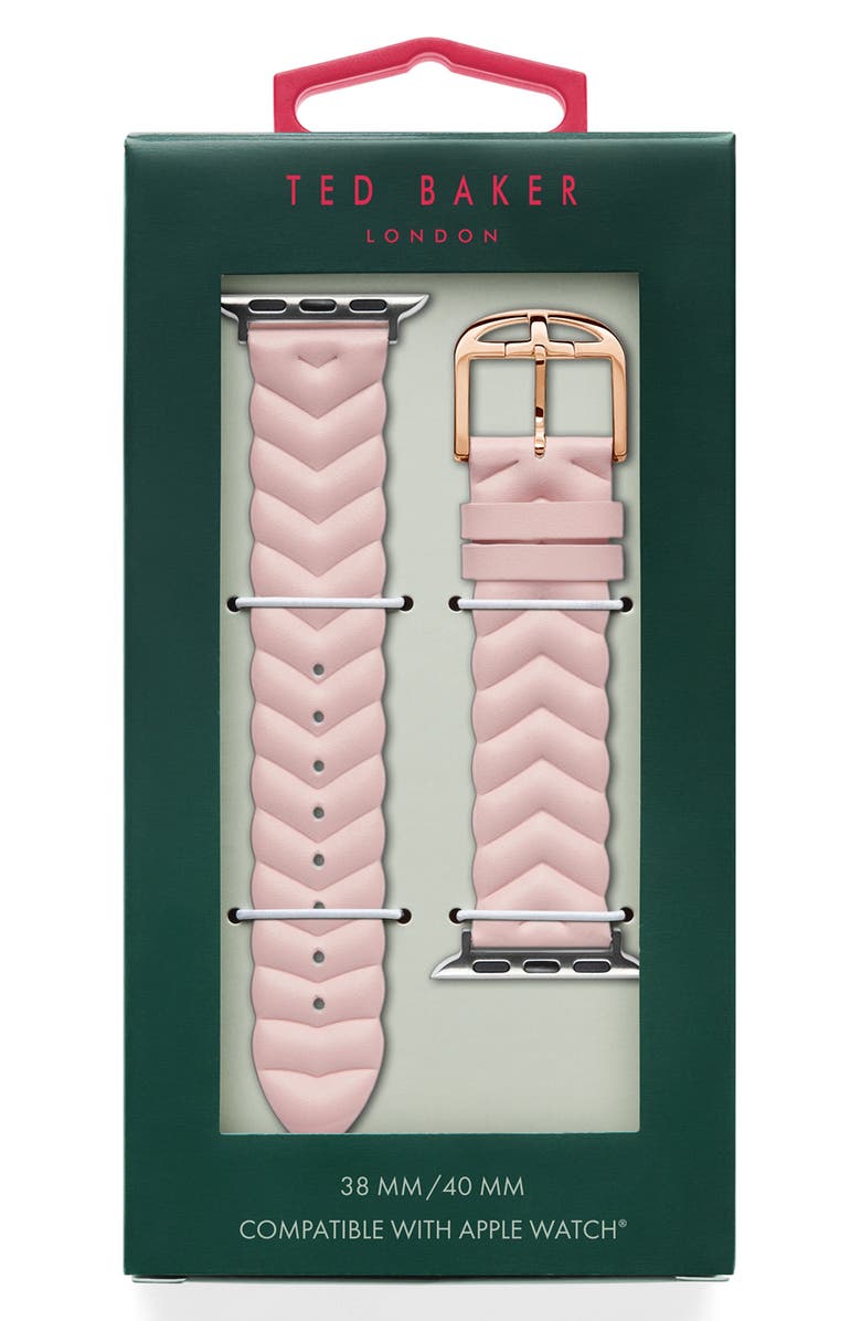 Ted Baker London Chevron Leather 20mm Apple Watch<sup>®</sup> Watchband, Alternate, color, 