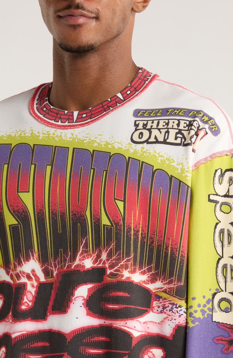 DIET STARTS MONDAY MX Racing Long Sleeve Supima<sup>®</sup> Cotton Jersey T-Shirt, Alternate, color, White/Green/Multi