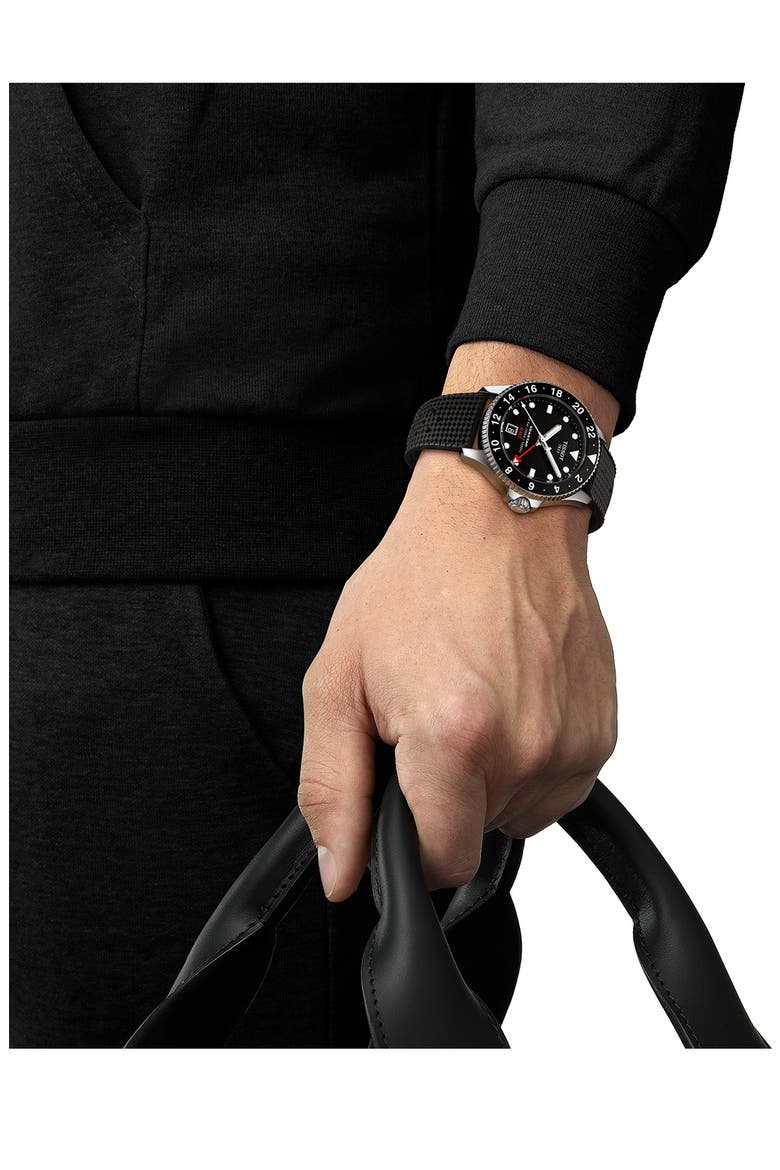 Seastar 1000 GMT Bracelet Watch, 40mm, Alternate, color, BLACK