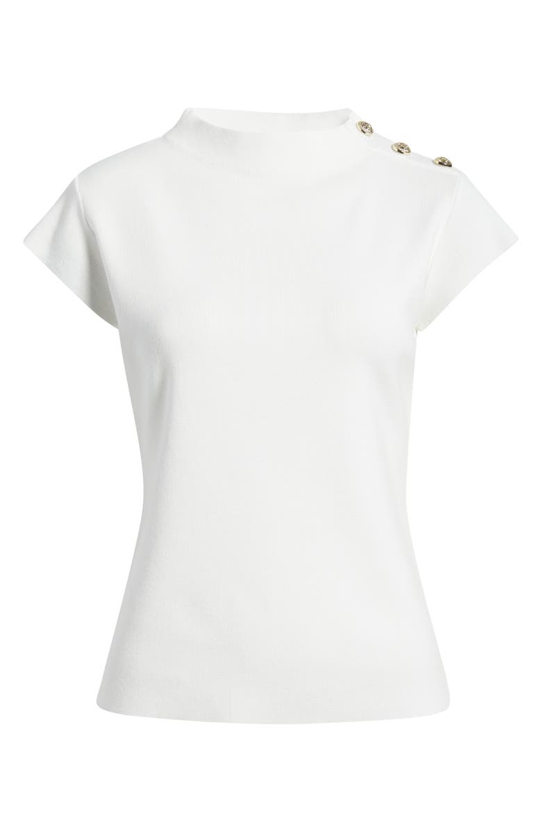 Elie Tahari The Katy Button Detail Sweater, Alternate, color, Sky White