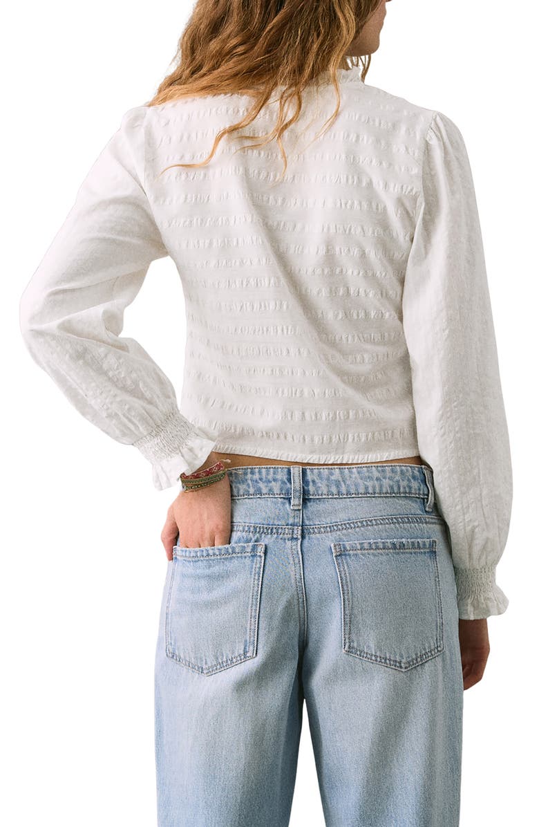 MANGO TEEN Textured Cotton Button-Up Shirt, Alternate, color, Off White