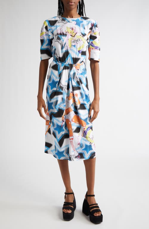 Ashley Williams Manga Day Dress in Blue Multi 