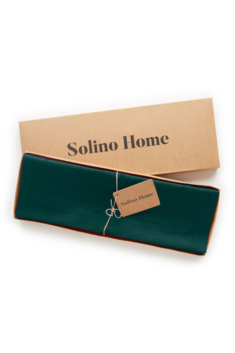 Cotton Linen Hemstitch Placemats Set of 4, 14 x 19 Inch, Alternate, color, Dark Green